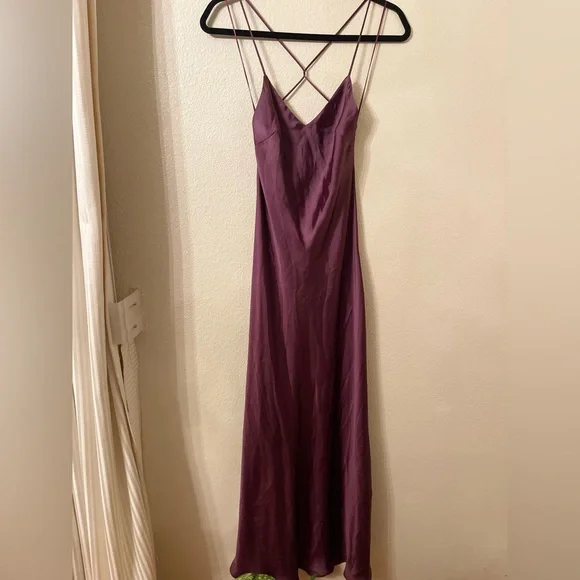 Zara Slip Dress Satin Maxi Open Back Size S - Picture 12 of 12